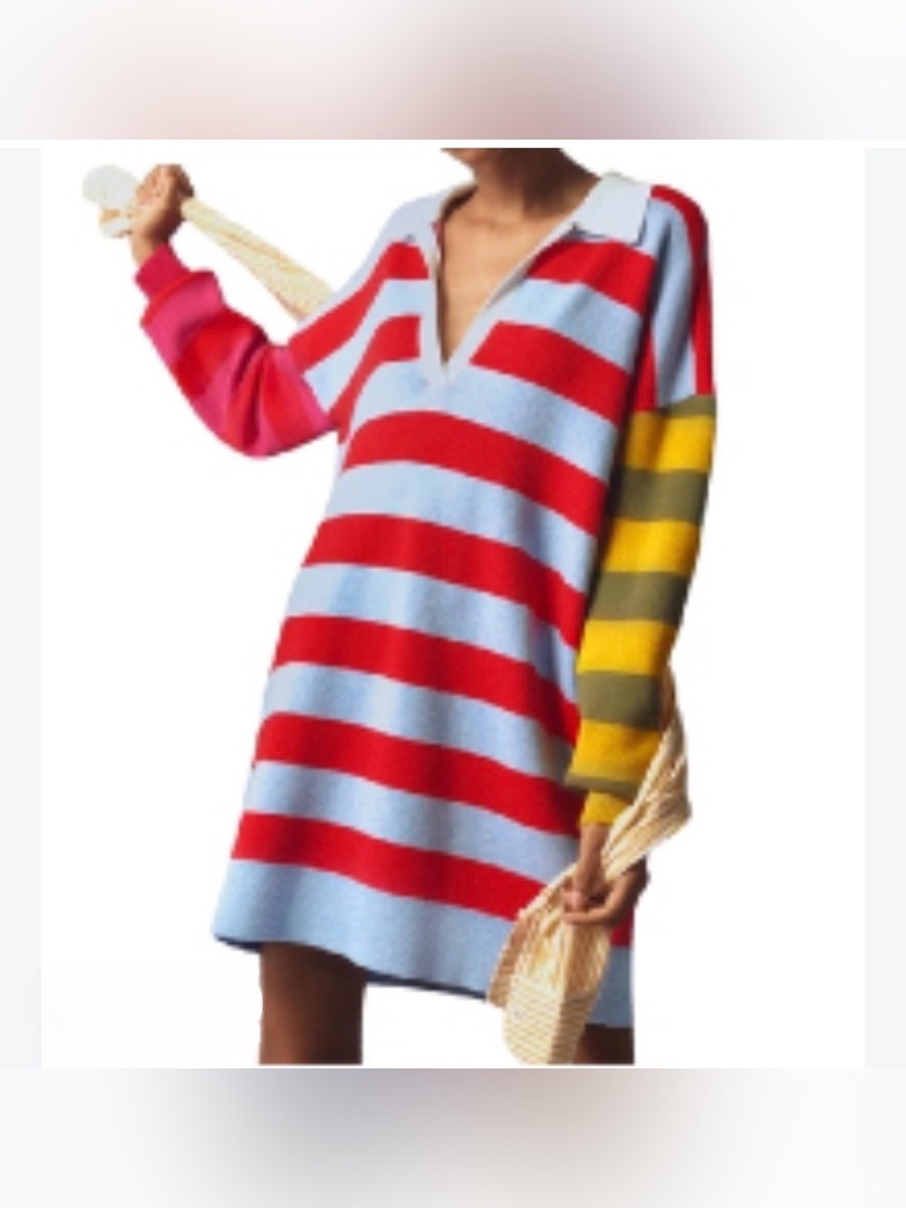 Anthropologie MAEVE Long Sleeve Stripe Colorblock Shirt Dress - Medium